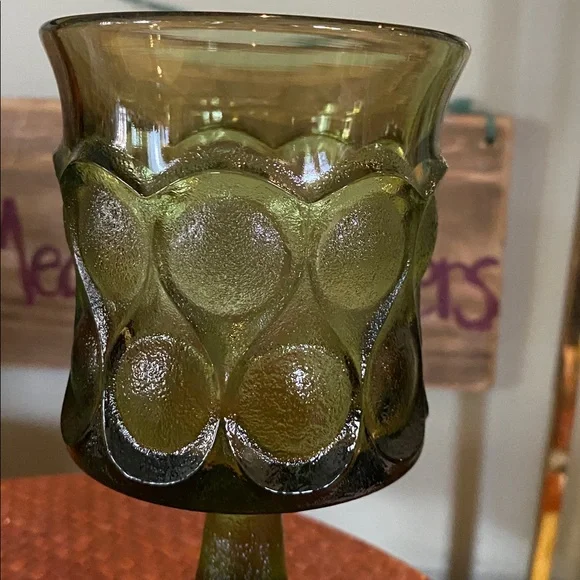 Noritake (C) Vintage Spotlight avocado olive green goblets - Set of Six (Set C) - Picture 2 of 10